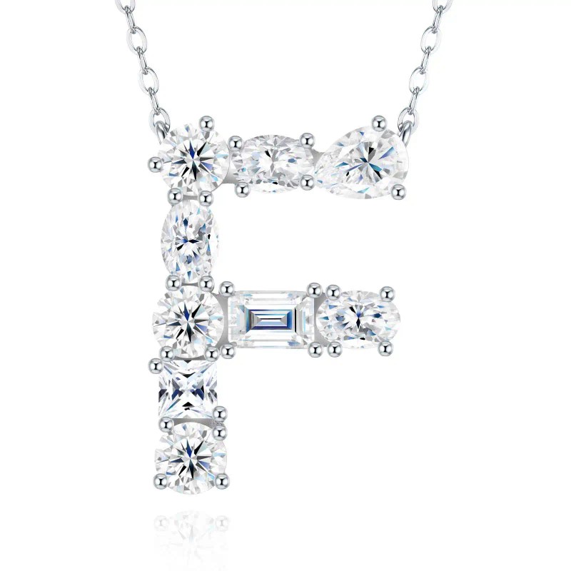 Pass Diamond Tester Letter E Multi Cut VVS Moissanite Necklace