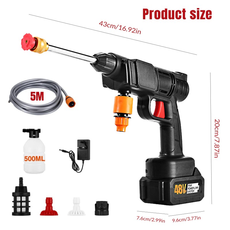 Portable Cordless Electric High Pressure Water Spray Car Gun Washer