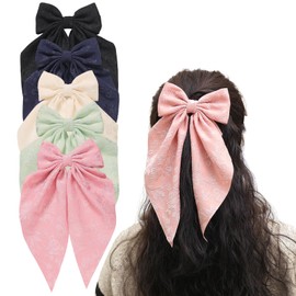 Cute Hair Bows & Barrettes for Women and Girls - 5 Pack Hair Ribbon Bows with Clips, Adorable Bow Hair Clips for Kids, Bow for Hair Stylish Hair Accessories for Parties, Weddings, and Everyday Use