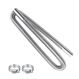 Eidoct 120cm Car Exhaust Hose, Stainless Steel Diesel Heater Exhaust Pipe, Parking Heater Exhaust Pipe, Diesel Gas Vent Hose, with 2 Hose Clips, for Car Heater Accessories Tank Cars Air Diesel Heater