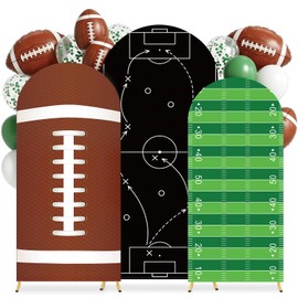 Football Arch Backdrop Cover Set of 3 (4ft 5ft 6ft) Spandex Fitted Round Top Arch Stand Cover Sports Rugby Theme Photo Background Boys Birthday Party Baby Shower Super Bowl Game Day Decoration