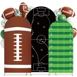 Football Arch Backdrop Cover Set of 3 (4ft 5ft 6ft) Spandex Fitted Round Top Arch Stand Cover Sports Rugby Theme Photo Background Boys Birthday Party Baby Shower Super Bowl Game Day Decoration