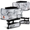 Spec-D Tuning Chrome Headlights Bumper Lamps + Clear Fog Light