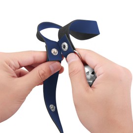 CATHYLIFE Leather Dog Doorbells for Door Knob/Potty Training/Go Outside, Length Adjustment Copper Dog Bell, Housetraining Hanging Bell, Blue Leather Silver Bells.