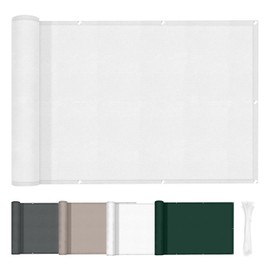 HENG FENG Balcony Privacy Screen, 90 x 400 cm, PES Weatherproof Balcony Cladding, 95% UV Protection, Balcony Cover with Cable Ties, White