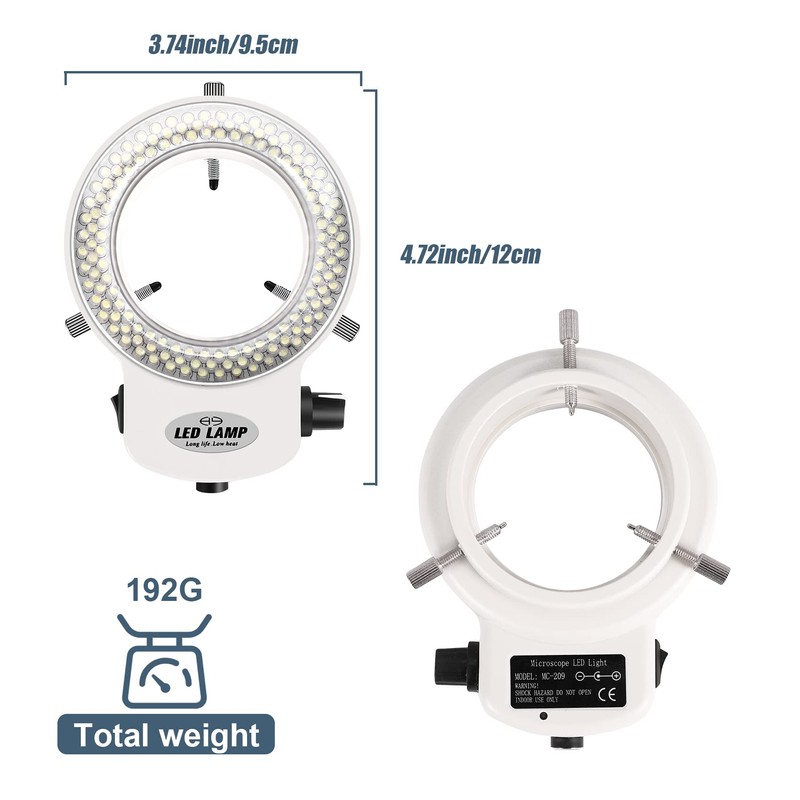 Iegefirm 144LEDs Ring Light for Microscope Lamp Light 6000K 0-100%
