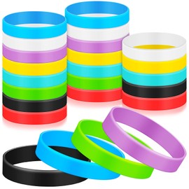 Deekin 24 Pcs 8 Inch Colored Silicone Rubber Bands Silicone Elastic Bands for Drink Markers, Books, Bag Wraps, Exercise, Crab Traps, Wallet, Bottle Identifiers, Office Supplies(Stylish Color)