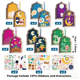 NeeKCheers Ramadan Crafts for Kids, 12 Pack Ramadan Eid Arts and Crafts Foam Stickers Gifts for Kids, Ramadan Eid Activities Craft Kits Make Your Own Ramadan Eid Decorations for Home