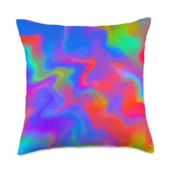 Psychedelic Trippy Hippy Marbled Liquid Smoke Aesthetic Blue Throw Pillow,