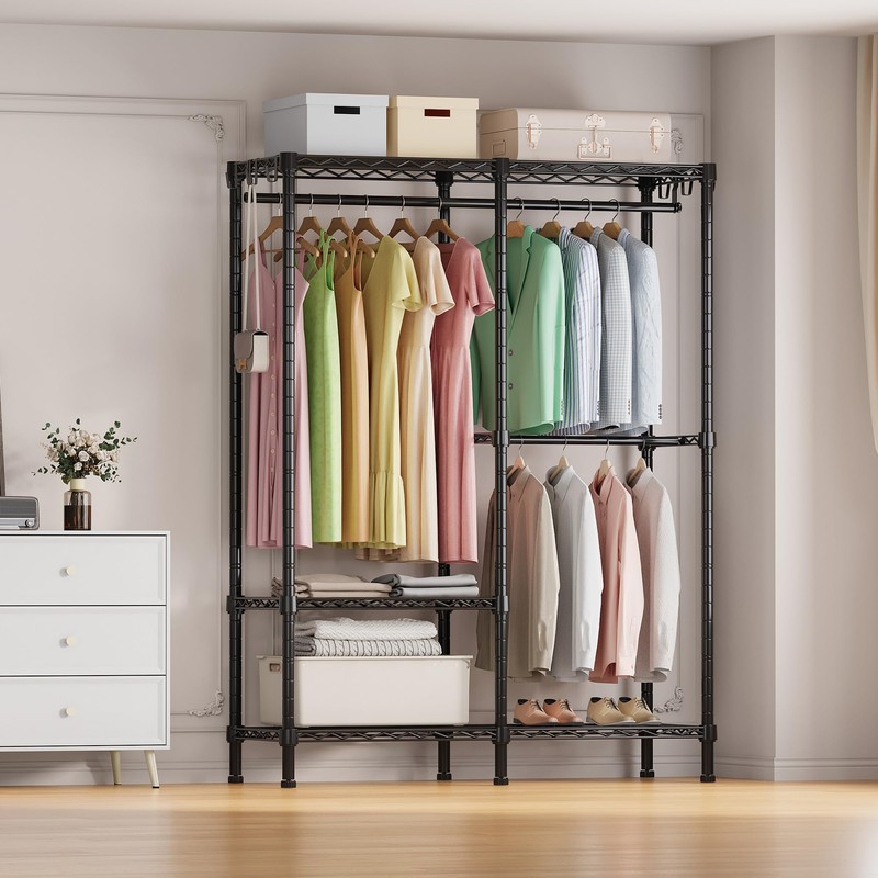 Higeego H18 Garment Rack for Hanging Clothes, 3 Tiers Portable