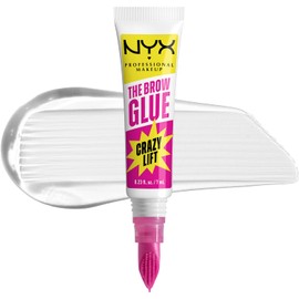 NYX Professional Makeup The Brow Glue Crazy Lift, Gel de Cejas con fijación extrema por 24H, efecto laminado, cepillo integrado para precisión, 7ml - (Transparente)