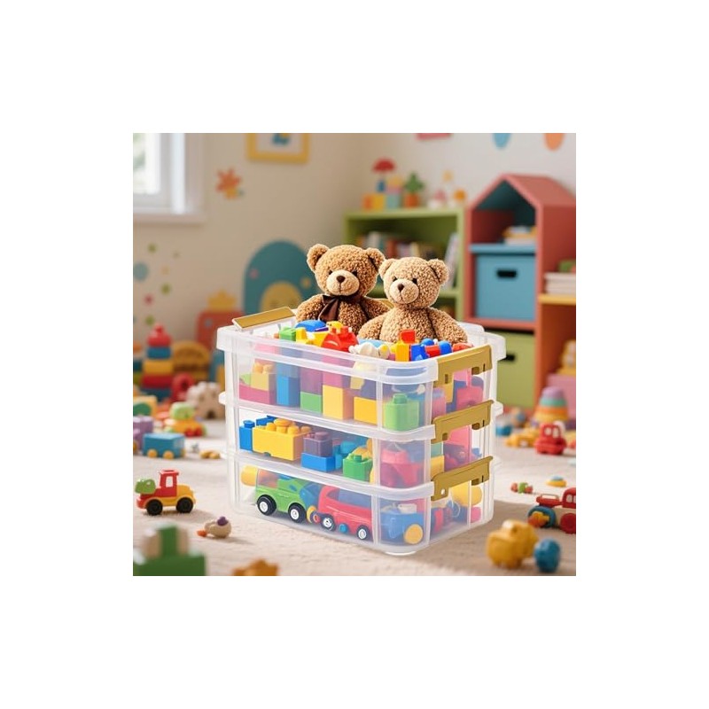 UNGFEI 3 Layer Plastic Storage Container with Lid, Multipurpose Plastic