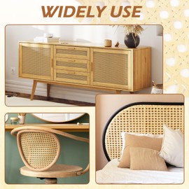 Rattan Cane Webbing Roll 24 Inch Width x 5 Feet Length, Rattan Caning Material for Chairs and Cabinets, Woven Open Mesh Wicker Repair Kit for DIY Home Projects and Furniture