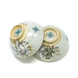 Kutani Ware [Pair of Rice Bowls] Fujin and Thunder God Naka-Urai