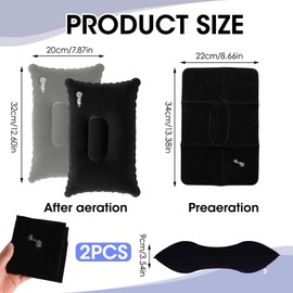 Vidacharmy 2 x Soft Inflatable Pillows, Ultralight and Portable Small Pillow for Travel, Travel Pillow, Neck Pillow - 34 x 22 cm