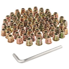 HSEAMALL Pack of 100 Screw Nuts M6 x 10 mm Threaded Insert Wood Screw-In Sleeves Threaded Inserts Hex Socket Nut for Wooden Furniture