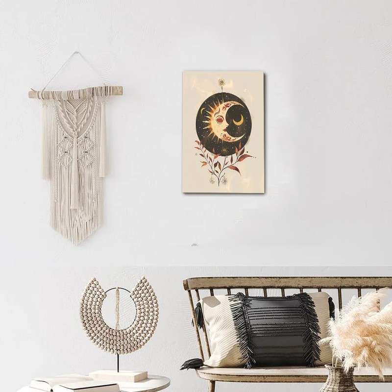 HSFFBHFBH Boho Celestial Sun Moon Wall Art Canvas Print |