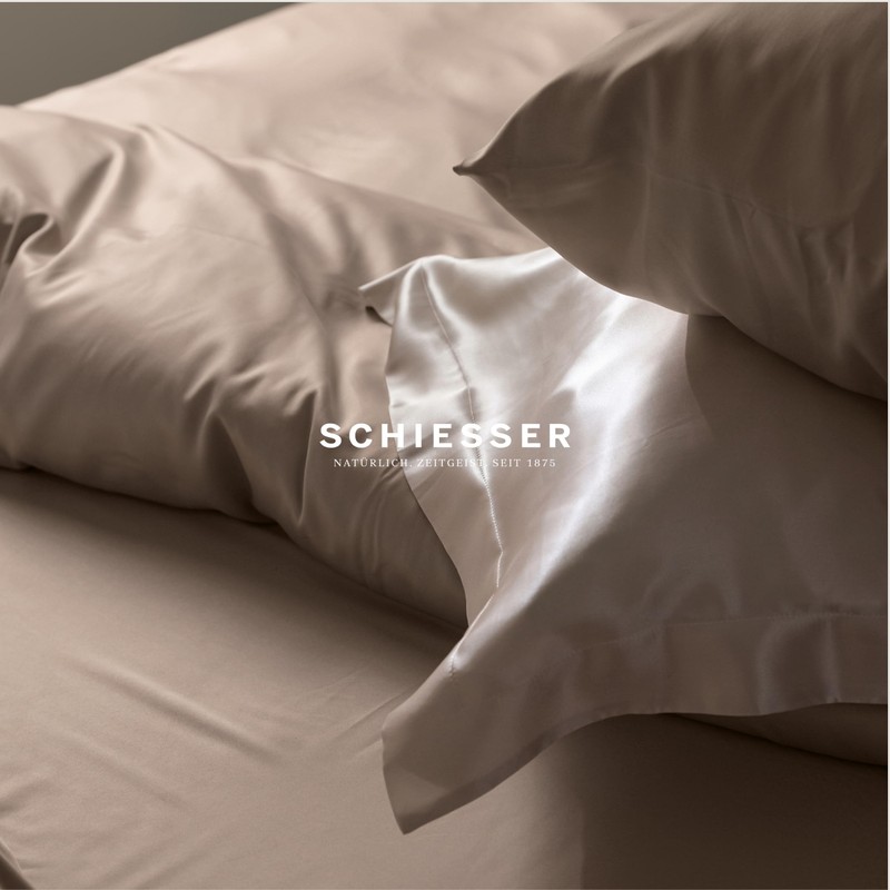 Schiesser Ella Cushion Cover Set, 2-Piece Set, Plain, Satin, 100%