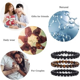 Nathalie Natural Healing Crystal Bracelets For Women/Men, Gorgeous Semi-Precious Gemstones Stretch Beaded Bracelets for Men/Women (3 Piece Set)