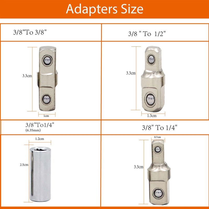 Wonfly Offset Extension Wrench, Versatile 1/4" and 3/8" - with1/2