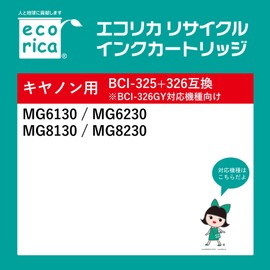 Ecolica EC-C326+325/6A (ECI-C325+326P/BOX) Remanufactured Ink for Canon BCI-326+325/6MP, 6 Color Pack, Supports Remaining Level Indicator