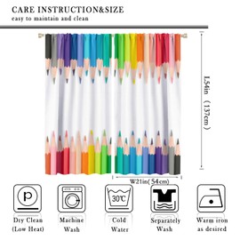 Coloured Pencils Painting Theme Curtains Crayon Primary Creativity ABC Curtain with Rod Pocket for Bedroom Nursery Classroom Toddler Dorm Drapes Window Treatments 2 Panels Set 42x54 Inch