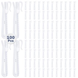 100 Pcs Plastic Curtain Hooks,Adjustable Pinch Pleat Hooks,Curtain Hooks for Drapes,Drapery Hooks for Pleated Drapes Curtain Pins for Window Curtain Shower Curtain Door Curtain （85mm/3.35 Inch）