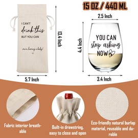 XFW I Cant Drink This But You Can Pregnancy Announcement for Grandparents Aunt Parents New Mom Dad Pregnancy Announcement Wine Bag Glass Set Gifts for Mother Father Day Grandma Grandpa