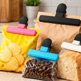Reusable Food Bag Clips for Kitchen Storage – 2-Piece Plastic Sealing Clips for Snacks, Bread, Coffee Bags & Pantry Organization