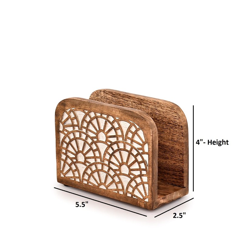 Indus Lifespace Mango Wood Napkin Holder Tabletop Free Standing Tissue