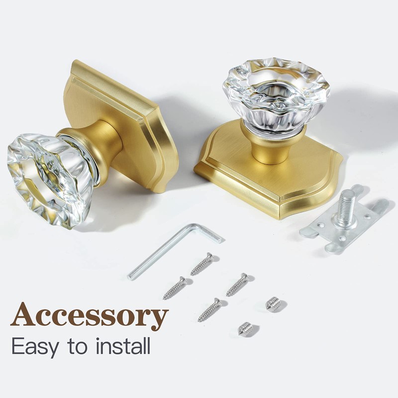 CLCTK 4 Pack Crystal Glass Dummy Door Knob, Single Side