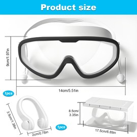 lbxtswpl Swimming Goggles, Swim Goggles Large Frame with Nose Clip and Earplugs, Anti-fog & Anti-UV Fashion Swim Goggle for Adult Men Women Youth
