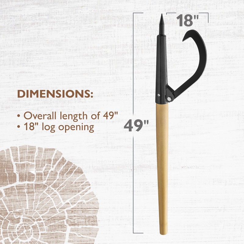 Log Peavey and Cant Hook Tool – 49-inch Wood Handle