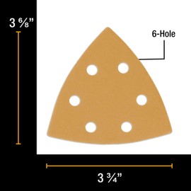 Dura-Gold Premium Triangle Oscillating Mouse Sanding Sheets - 600 Grit (Box of 20) - 6 Hole Pattern Hook & Loop Triangular Shaped Mouse Sander Discs - Aluminum Oxide Abrasive Sandpaper - Woodworking