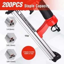 WORKPRO Pneumatic 20 Gauge Staple Gun Oil-Free T50 Upholstery 1260pcs 1/4"to5/8"Stap