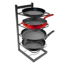 ILWorkTLs 5-Tier Adjustable Pan & Pot Rack for Cabinet,Countertop Pot Organizer,Pot Lid Rack,Cookware Organizer for Kitchen Counter & Cabinet Storage,Black