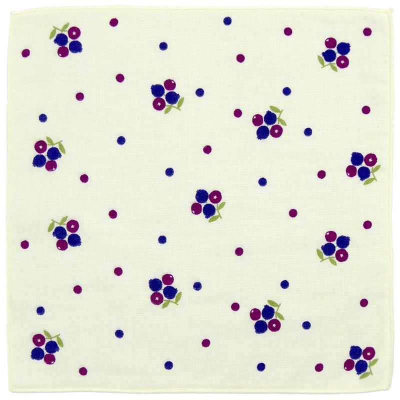 Hamamonyo Washed Towel Handkerchief, Blueberry Polka Dot