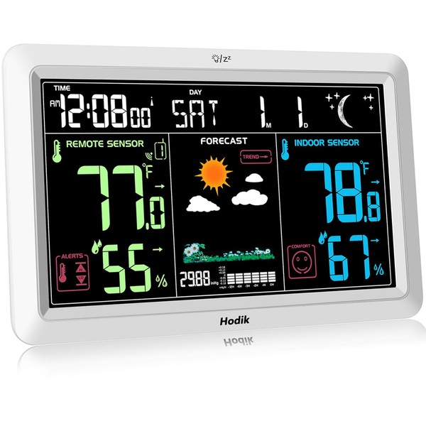 Weather Station with Atomic Clock Indoor Outdoor Thermometer Wireless, Humidity