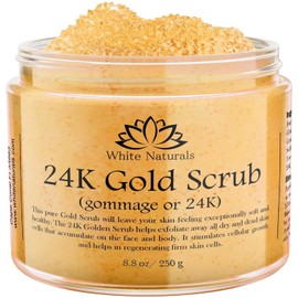 24k Gold Body Scrub, Natural Body Exfoliating Face & Body Scrub, Gentle Exfoliation and Cleansing, Organic Moisturizing and Exfoliating Scrub for Smoother and Softer Skin