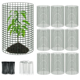 10 Packs 24"x 12" Large Wire Plant Protectors Wire Plant Cages Mesh Plant Cage Chicken Wire Cloche with Ground Stakes and Nylon Ties Protect Plants,Garden,Shrubs and Vegetables from Animals-30PCS