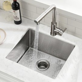 20 Inch Undermount Kitchen Sink - SZBAQTM 18 Gauge Stainless Steel Single Bowl Kitchen Sink 20"x19"x10" Handmade Design sink with Pull-Out Faucet