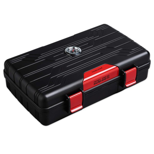 CIGARLOONG Cigar Humidor Travel Cigar Case Double Layer with Hygrometer and Humidifier(Color:Red)