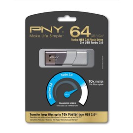 PNY - Unidad flash USB 3.0 de 64 GB Elite Turbo Attache 3 (cinco unidades) Modelo P-FD64GTBOP-GE con (2) todo menos Stromboli Lanyard