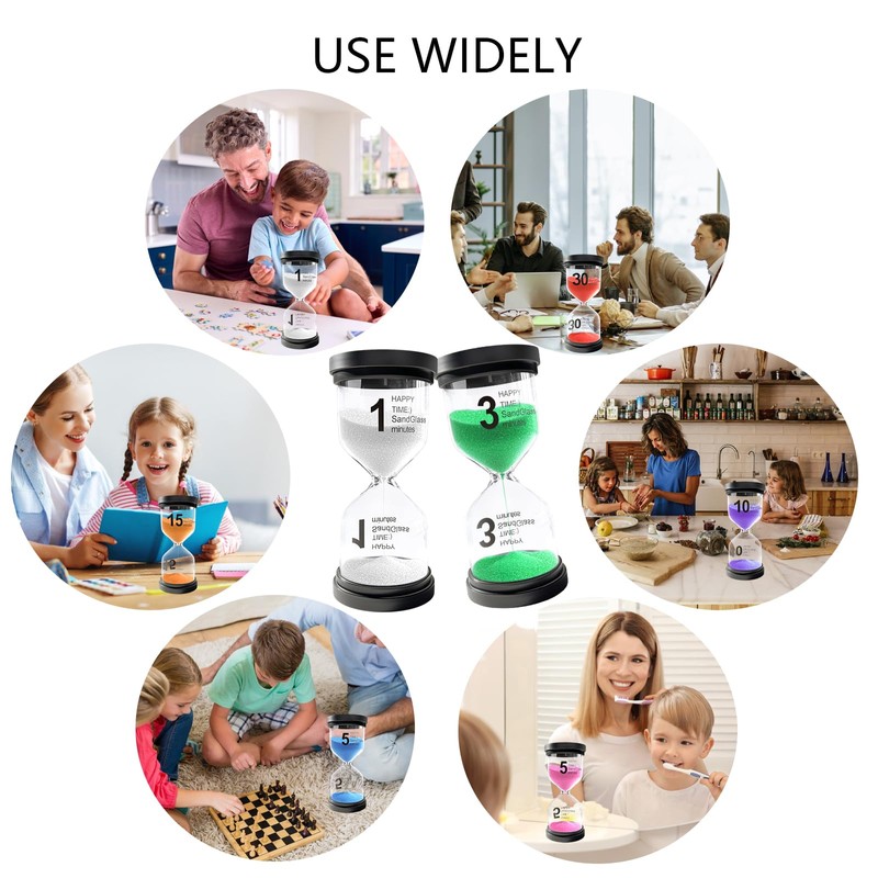1 Minute Sand Timer, Plastic Sand Clock for Kids, Acrylic