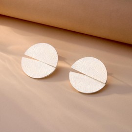 ALEXCRAFT Sterling Silver Disc Stud Earrings for Women, 14K Gold Plated Circle Disc Dangle Drop Earrings Jewelry Hypoallergenic Flat Brushed Round Swingable Stud Earring Gifts for Women Trendy,