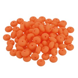 PATIKIL Cuentas de Silicona de 14mm, 50PCS Cuentas de Silicona a Granel Abacus Espaciadoras Lentejas Focales Lindas para Bolígrafos Llaveros Pulseras Collares, Naranja