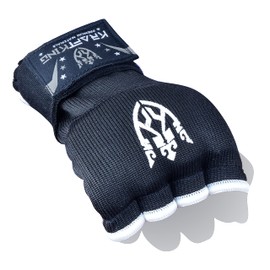 Kraftking Boxing Hand Wraps Inner Gloves with Wrist Strap Wrist Wraps Inner Grappling Training Gloves (L, Black)