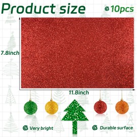 10 Pcs Glitter Foam Sheets,7.8 x 11.8 inch Craft Foam Foam Sheets Paper for Crafts,Thin Foam Sheets Foam Paper for Crafts DIY Arts Projects Cosplay Party Decoration(Red)