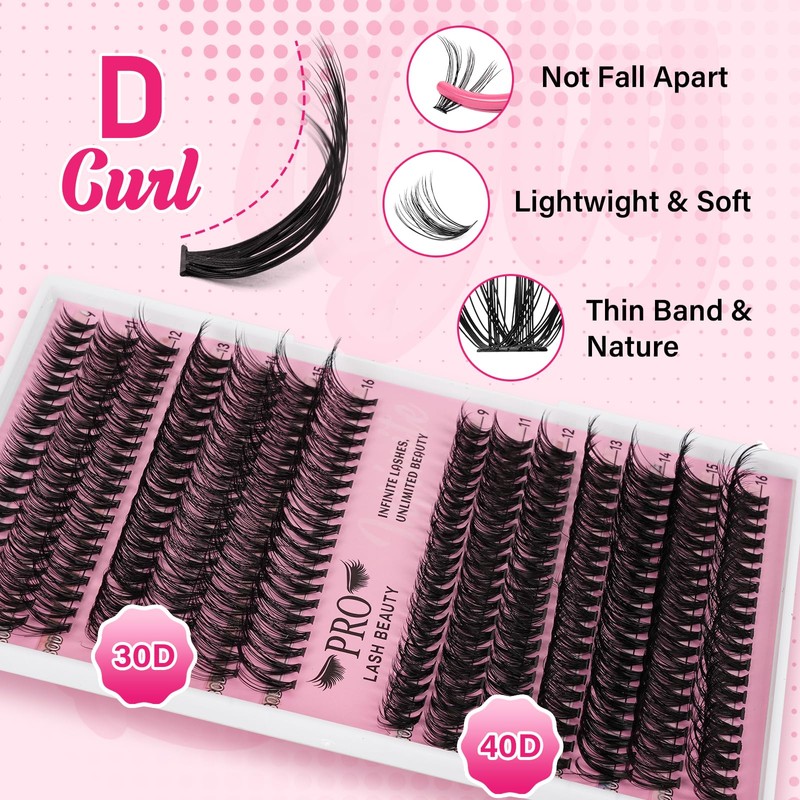 Lash Clusters Kit 280 Pcs Cluster Lashes 30D+40D Lash Extension