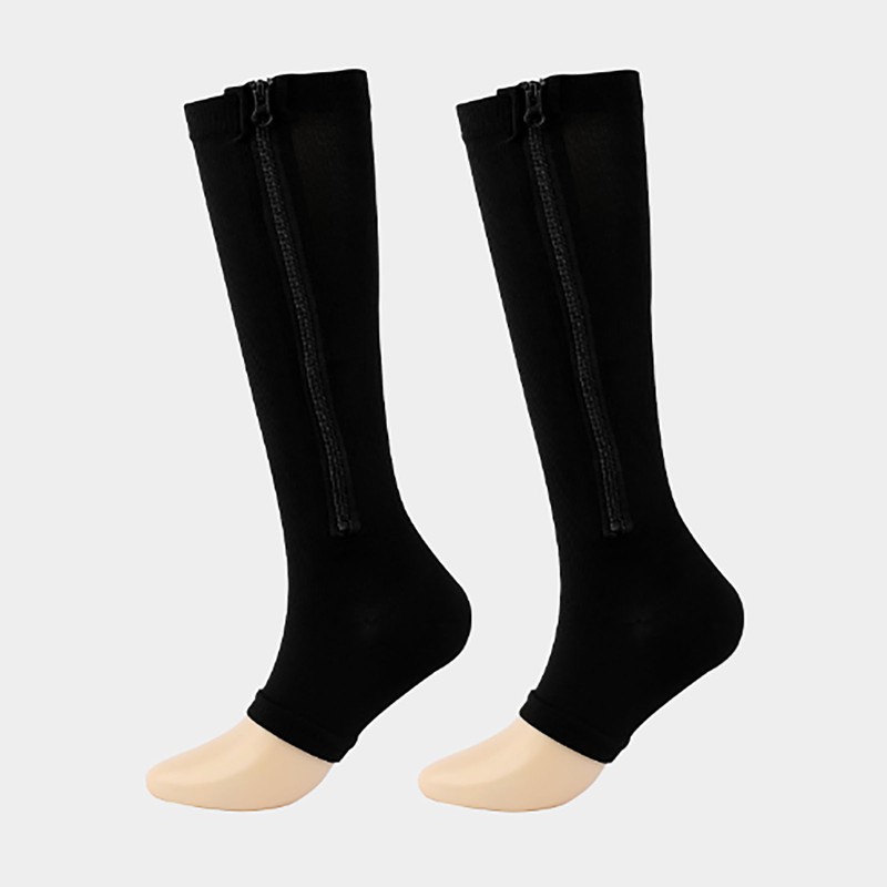 3 Pairs Zipper Compression Socks Nylon Open Toe Compression Socks